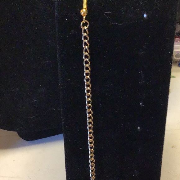 fish hook earwire earrings 5” long dangle earrings with gold metal chain ... GME - Picture 4 of 5